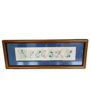 Vintage Framed Needlepoint Welcome Sign, Handmade Embroidery, North Carolina